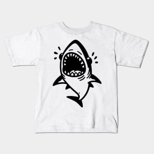 Stick Figure of a Shark in Black Ink Kids T-Shirt